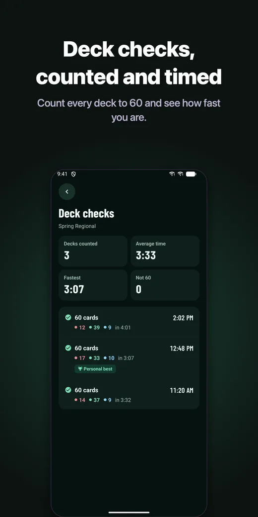 Deck checks, counted and timed.